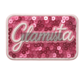 Custom Sequin Patch Glamista Logo with Pink Sequins