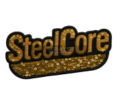 Custom Sequin Patch SteelCore Logo with Gold Sequin