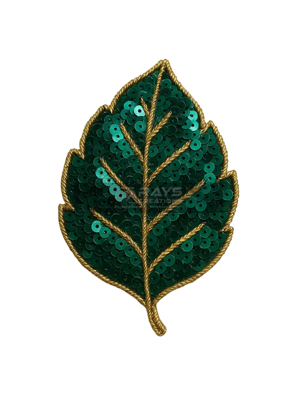 Elegant Leaf Design Custom Sequin Patch for Fashion