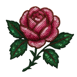 Red Rose Flower Custom Sequin Patch for Jackets & Bags