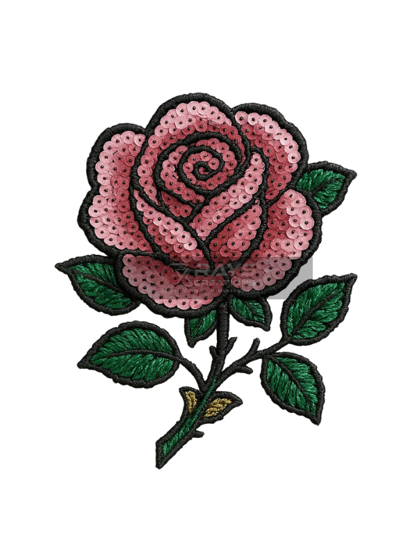 Red Rose Flower Custom Sequin Patch for Jackets
